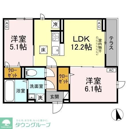 D-ROOM田町Bの物件間取画像