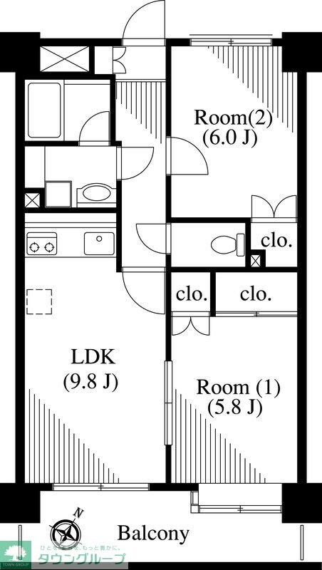 パークサイドハイツタケノヤの物件間取画像