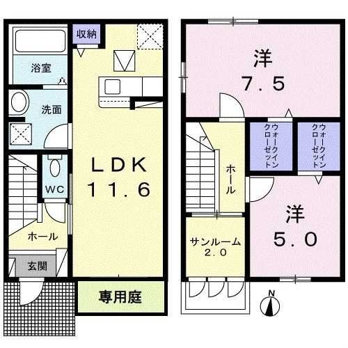 ヒルクレストＡの物件間取画像