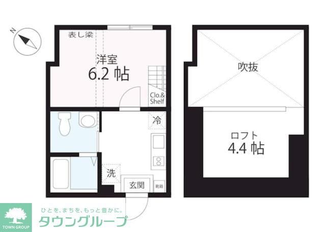 ハーミットクラブハウス三ツ沢下町B号棟（仮）の物件間取画像