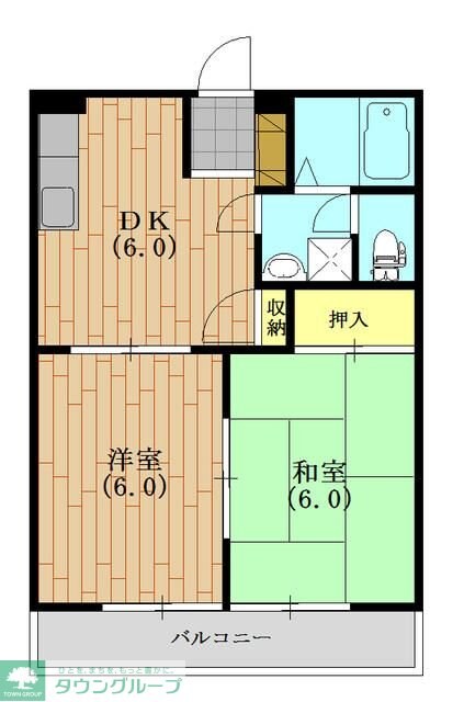 フォブールグリーングラス　エー２０３号室の物件間取画像