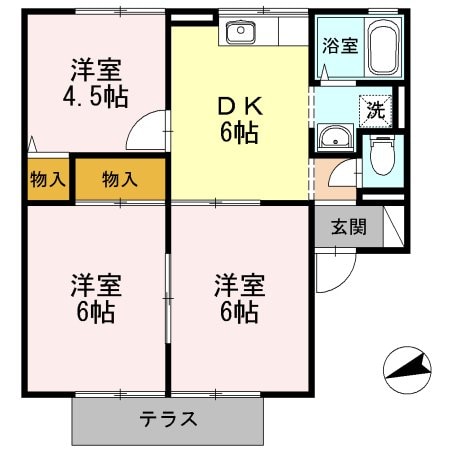 コーポラス谷神Ｂの物件間取画像