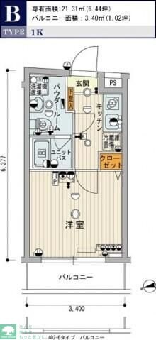 スカイコート牛込神楽坂の物件間取画像