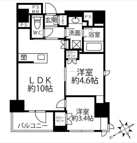 クリオラベルヴィ新富町の物件間取画像