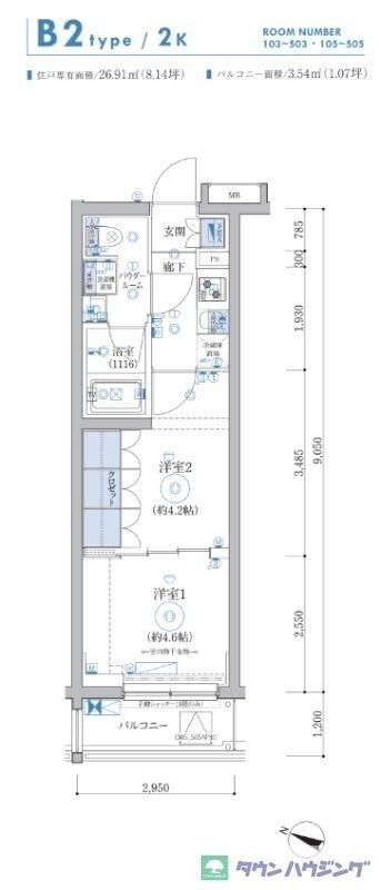 ＡＲＣＯＢＡＬＥＮＯ　ＩＴＡＢＡＳＨＩ　ＳＨＩＭＵＲＡの物件間取画像