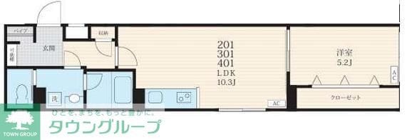 フォセット町屋の物件間取画像