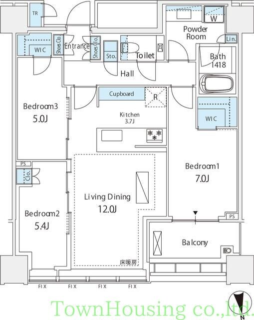 ＳＨＩＲＯＫＡＮＥ　Ｔｈｅ　ＳＫＹ　Ｅ棟の物件間取画像