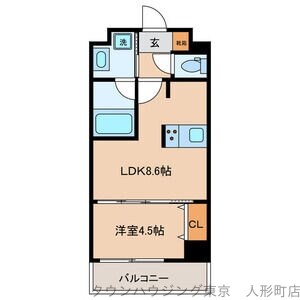 グローリオシェルト東京八丁堀の物件間取画像