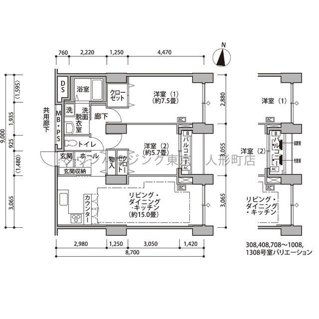 東雲キャナルコートＣＯＤＡＮ１４号棟の物件間取画像