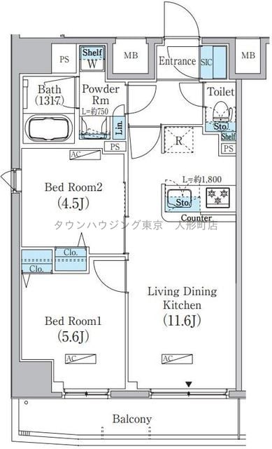 プライムブリス上野元浅草の物件間取画像