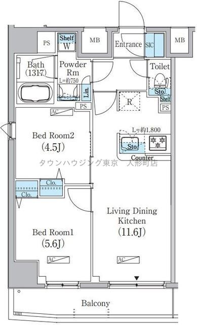 プライムブリス上野元浅草の物件間取画像