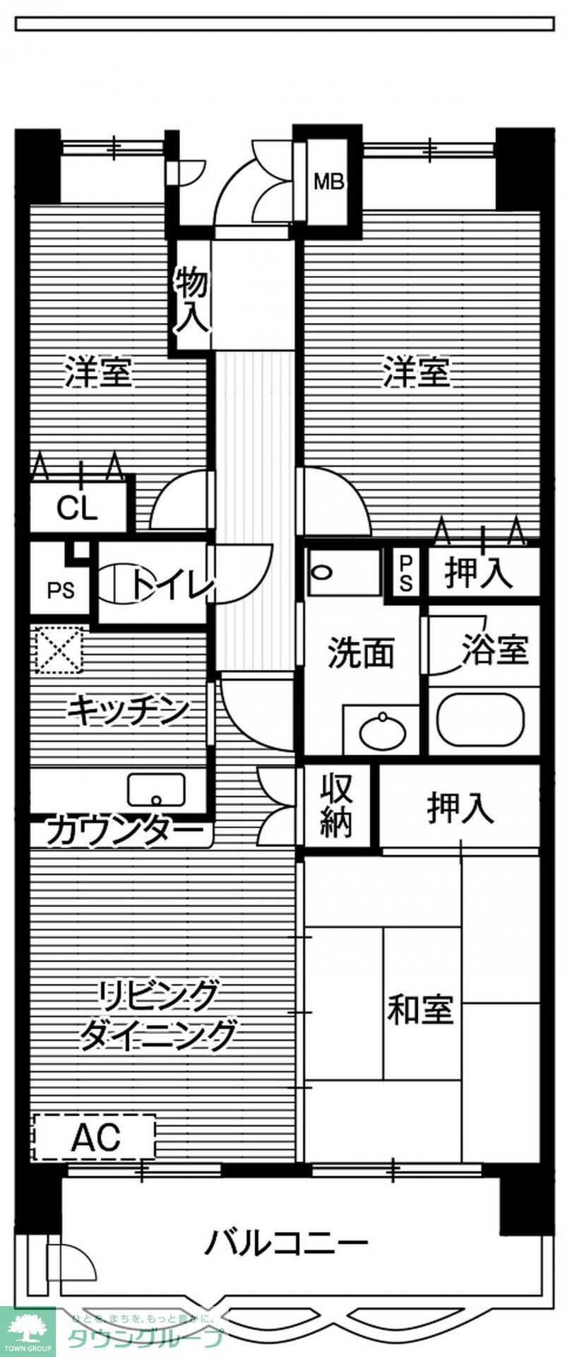 ビレッジハウス潮見タワー1号棟 (802号室)の物件間取画像