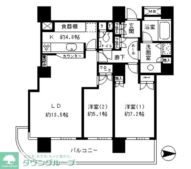 リバーポイントタワーの物件間取画像