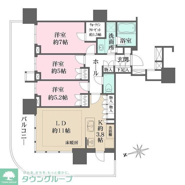 ＨＡＲＵＭＩ　ＦＬＡＧ　ＳＵＮ　ＶＩＬＬＡＧＥ　Ｔ棟の物件間取画像