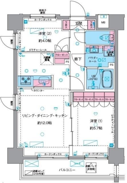 GENOVIA浅草VIskygardenの物件間取画像