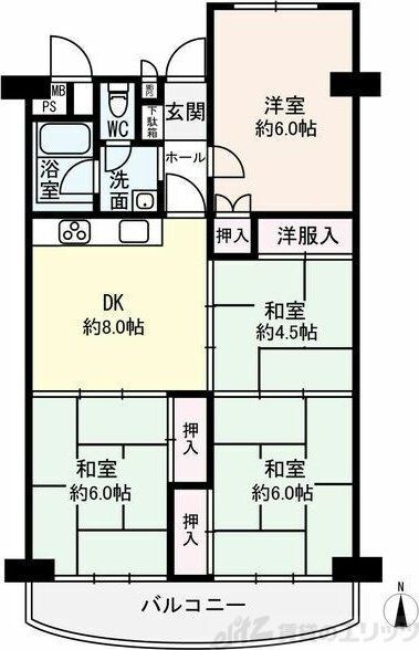 南茨木駅前ハイタウンAの物件間取画像