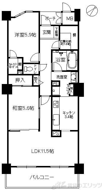 ローレルスクエア高槻Ｂ棟の物件間取画像