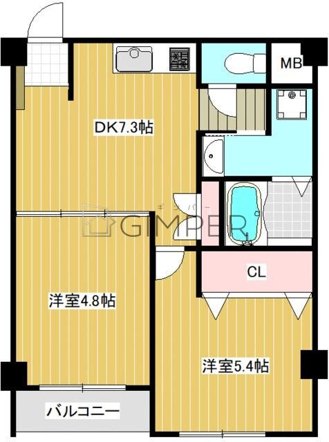 サンビューハイツの物件間取画像