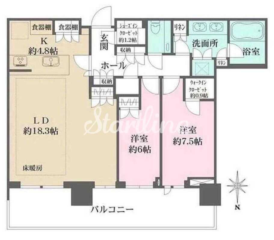 晴海フラッグ サンビレッジ T棟（HARUMI FLAG）の物件間取画像