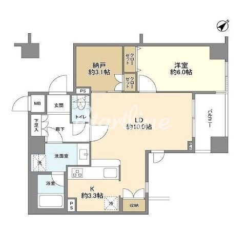 セザールアクアフロント勝どきウエストの物件間取画像