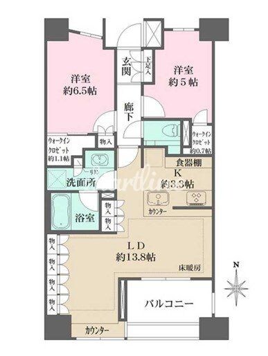 ザ・パークハウス山吹神楽坂の物件間取画像