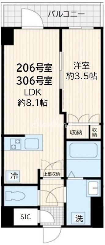 アルカンシエル新宿大京町の物件間取画像