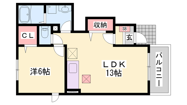 西新町駅 徒歩13分 1階の物件間取画像