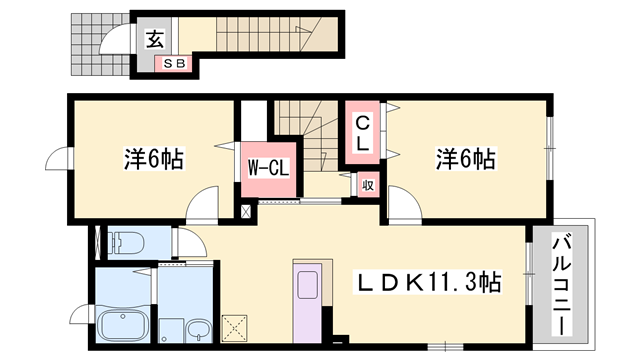 社町駅 バス33分  社郵便局前下車：停歩1分 2階の物件間取画像