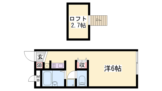 社町駅 バス11分  社裁判所前下車：停歩4分 2階の物件間取画像