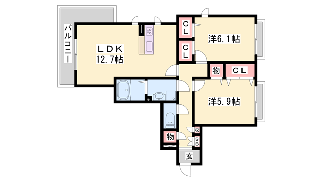 シャーメゾン朝霧Ⅱの物件間取画像