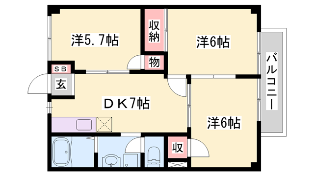 滝野駅 徒歩5分 1階の物件間取画像