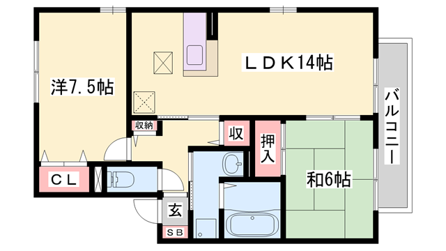 小野駅 バス34分  東条中学校下車：停歩15分 2階の物件間取画像