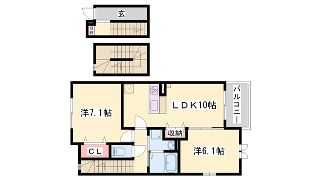 江井ケ島駅 徒歩8分 3階の物件間取画像