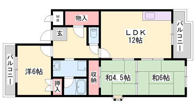 伊川谷駅 バス12分  北別府３丁目下車：停歩3分 3階の物件間取画像