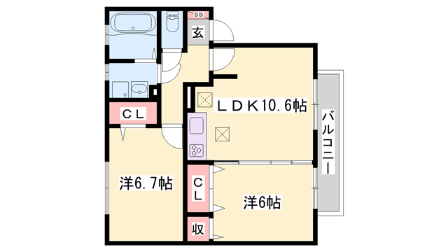 西明石駅 徒歩18分 2階の物件間取画像