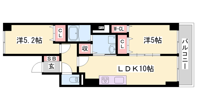 西新町駅 徒歩9分 5階の物件間取画像