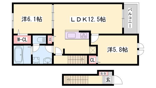 藤江駅 徒歩2分 2階の物件間取画像