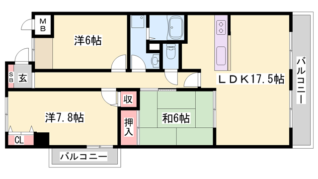 林崎松江海岸駅 徒歩5分 2階の物件間取画像