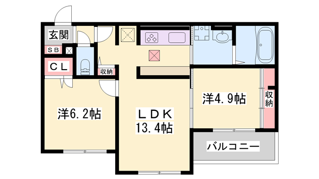 西江井ケ島駅 徒歩6分 1階の物件間取画像