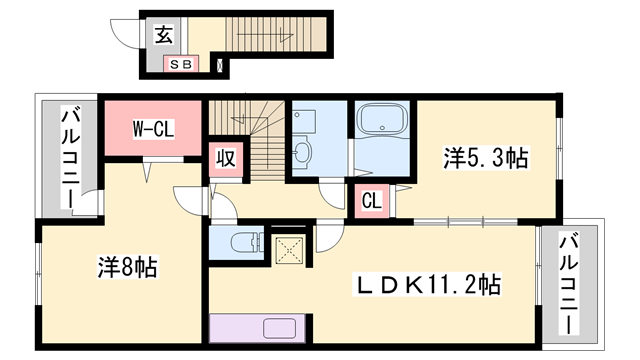 ソレイユ壱番館Bの物件間取画像