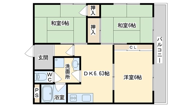 富田駅 バス11分  寿町下車：停歩3分 3階の物件間取画像