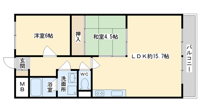 バーンフリート赤大路Cの物件間取画像