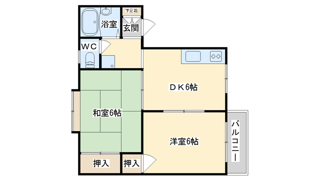 奥田ハイツA棟の物件間取画像