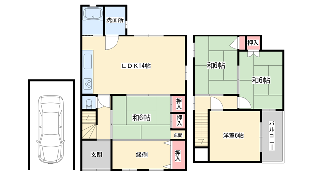 高槻市南平台　貸戸建の物件間取画像