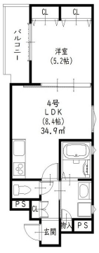 クリエオーレ津の辺町Ⅰの物件間取画像