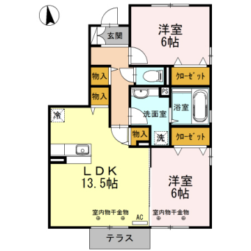 ラ・フェルマータ山室　Ｌｇの物件間取画像