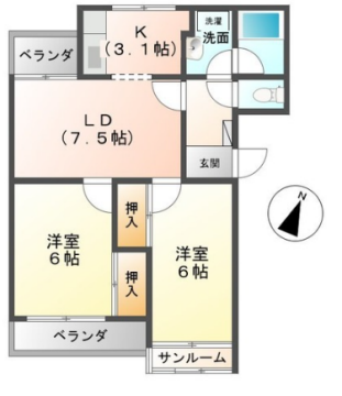 コーポラス中川　の物件間取画像