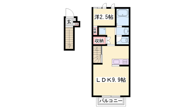 ピース河原町A棟の物件間取画像