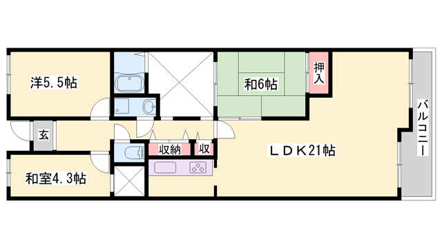 エクレール東辻井の物件間取画像