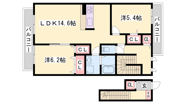 シャトーデバレ福崎　C棟の物件間取画像